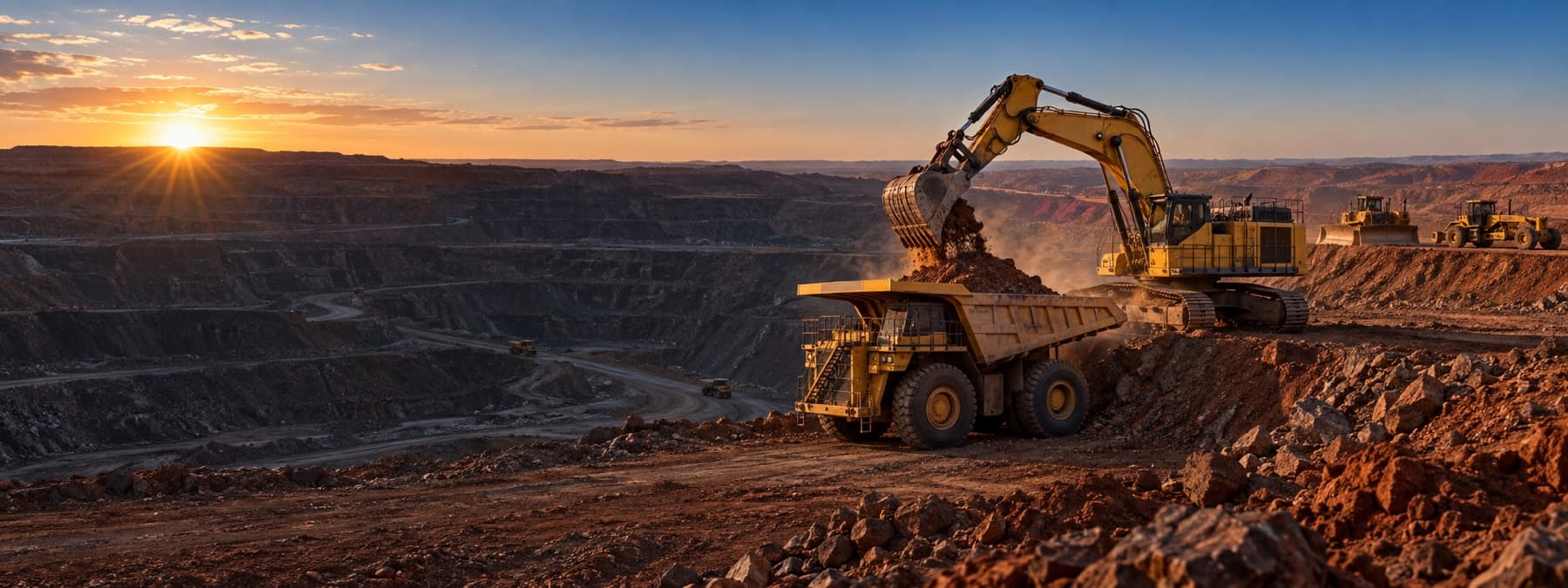 Heavy excavator loading a haul truck at an Australian open-cut mine
